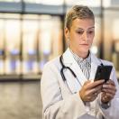 Healthcare worker using smartphone