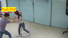 A CCTV screen showing an AI identifying an individual's push-pull behaviour